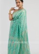 Sea Green Chiffon Saree